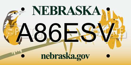 A86ESV Nebraska License Plate