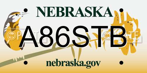 A86STB Nebraska License Plate