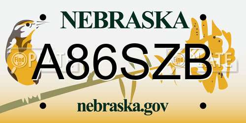 A86SZB Nebraska License Plate