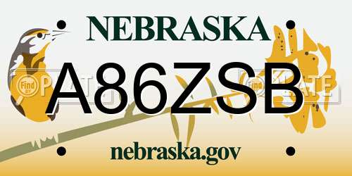 A86ZSB Nebraska License Plate
