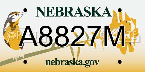 A8827M Nebraska License Plate