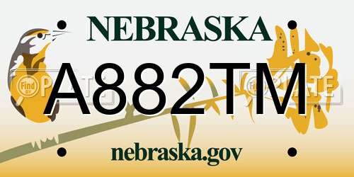 A882TM Nebraska License Plate