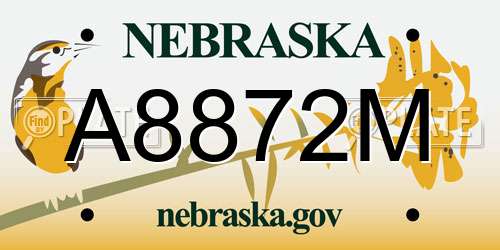 A8872M Nebraska License Plate