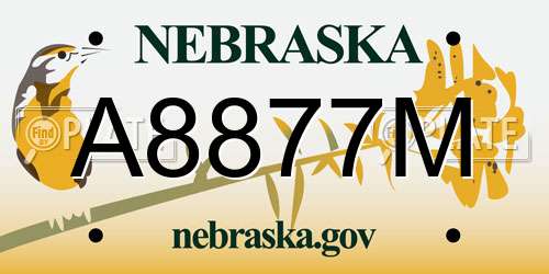 A8877M Nebraska License Plate