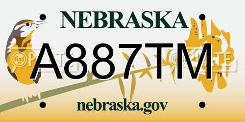 A887TM Nebraska License Plate