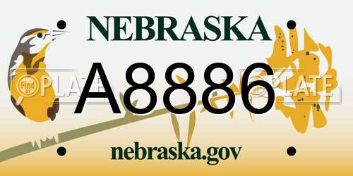 A8886 Nebraska License Plate