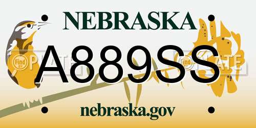 A889SS Nebraska License Plate