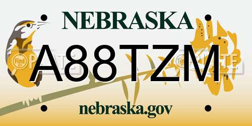 A88TZM Nebraska License Plate