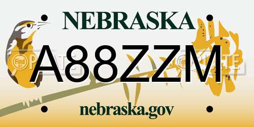 A88ZZM Nebraska License Plate