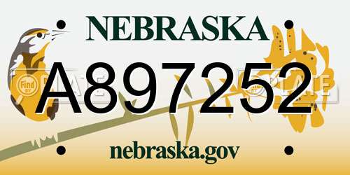 A897252 Nebraska License Plate