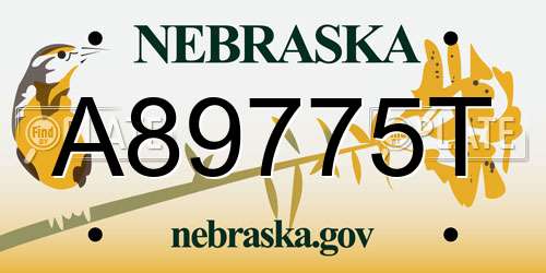 A89775T Nebraska License Plate