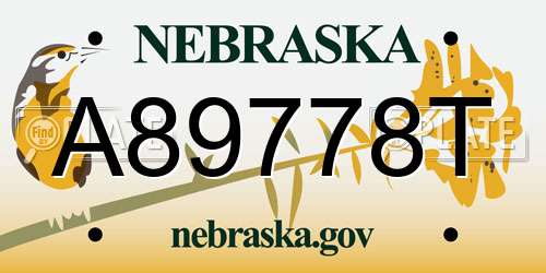 A89778T Nebraska License Plate
