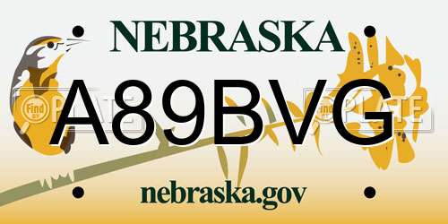 A89BVG Nebraska License Plate