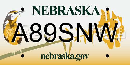 A89SNW Nebraska License Plate