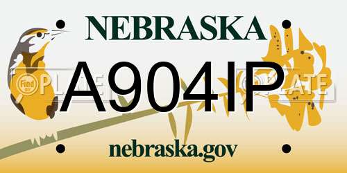 A904IP Nebraska License Plate