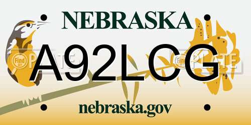 A92LCG Nebraska License Plate
