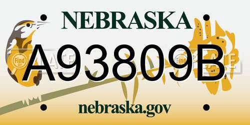 A93809B Nebraska License Plate