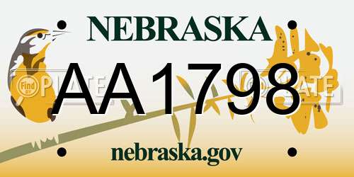 AA1798 Nebraska License Plate