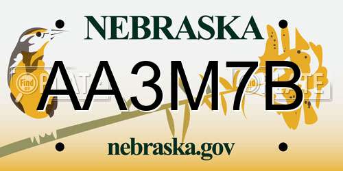 AA3M7B Nebraska License Plate