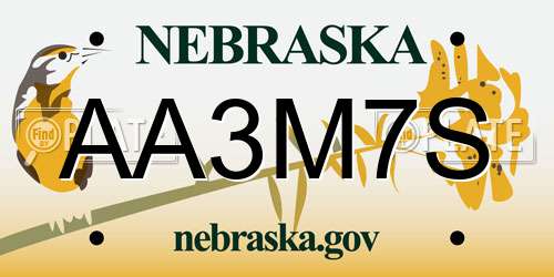 AA3M7S Nebraska License Plate