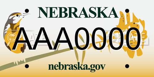 AAA0000 Nebraska License Plate