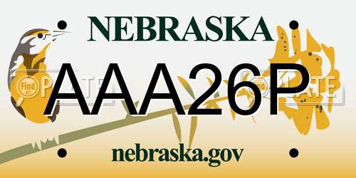 AAA26P Nebraska License Plate