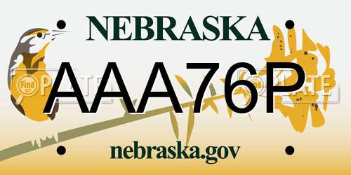 AAA76P Nebraska License Plate