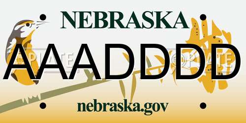 AAADDDD Nebraska License Plate