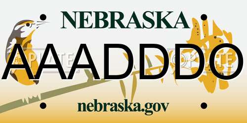 AAADDDO Nebraska License Plate
