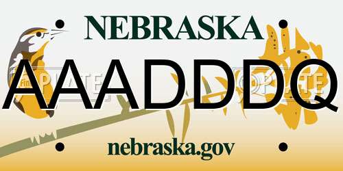 AAADDDQ Nebraska License Plate