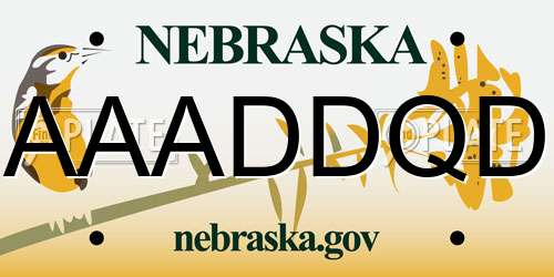 AAADDQD Nebraska License Plate