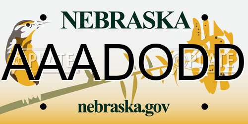 AAADODD Nebraska License Plate
