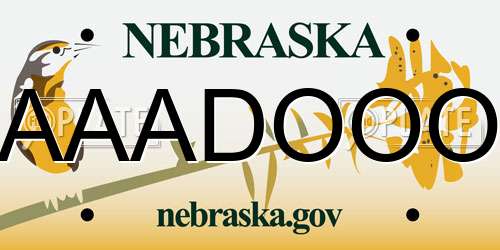 AAADOOO Nebraska License Plate