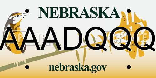 AAADQQQ Nebraska License Plate