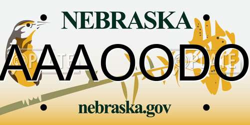 AAAOODO Nebraska License Plate