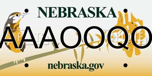 AAAOOQO Nebraska License Plate