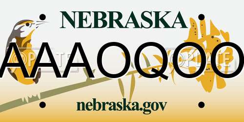 AAAOQOO Nebraska License Plate