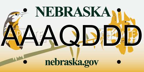 AAAQDDD Nebraska License Plate