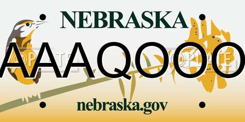 AAAQOOO Nebraska License Plate