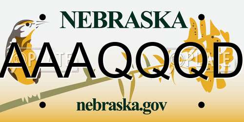 AAAQQQD Nebraska License Plate