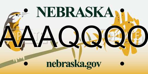 AAAQQQO Nebraska License Plate