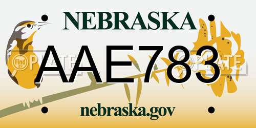 AAE783 Nebraska License Plate