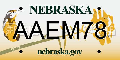 AAEM78 Nebraska License Plate