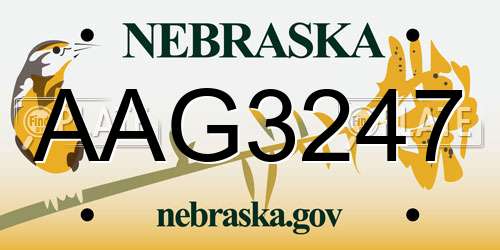 AAG3247 Nebraska License Plate