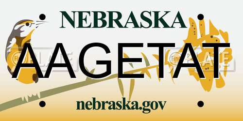 AAGETAT Nebraska License Plate