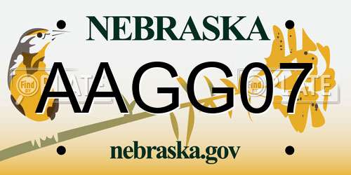 AAGG07 Nebraska License Plate