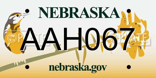 AAH067 Nebraska License Plate