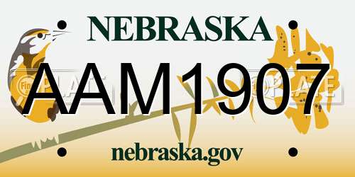 AAM1907 Nebraska License Plate