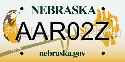 AAR02Z Nebraska License Plate