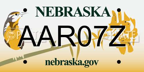 AAR07Z Nebraska License Plate